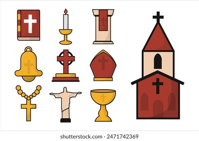 Christian Icon Illustration Set Collection