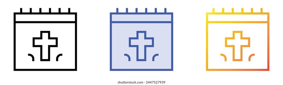 christian icon. Linear, Blue Fill and Gradient Style Design Isolated On White Background