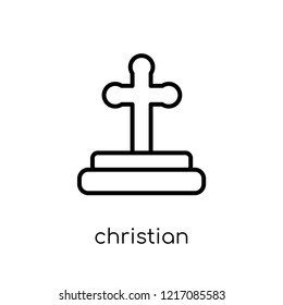 Christian icon. Trendy modern flat linear vector Christian icon on white background from thin line Religion collection, editable outline stroke vector illustration