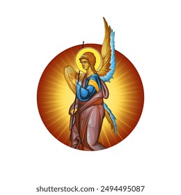 Christian illustration of Angel in Byzantine style 