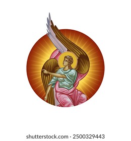 Christian illustration of Angel in Byzantine style 