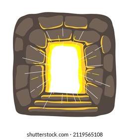 Christian illustration of burial cave. Happy Easter image.