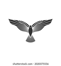 Christian illustration. Church logo. The dove is a symbol of God's Holy Spirit, peace and humility.