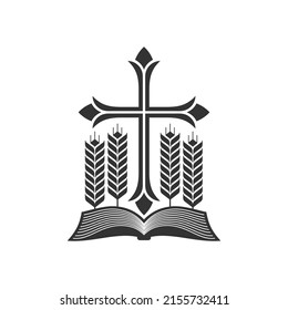 Christian Illustration Church Logo Open Bible Stock Vector (Royalty ...