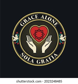 Christian illustration. Five Solas of the Reformation. Grace alone.