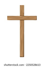 Christian illustration of wooden cross. Happy Easter image.