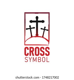 Christian jesus cross tomb black color with two thieves logo vector image