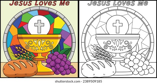 Christian Jesus Loves Me Coloring Illustration