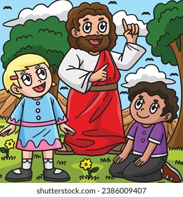 Christian Jesus with a Modern Children Colored 