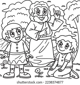 Christian Jesus with Modern Children Coloring Page