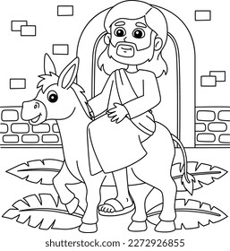 Christian Jesus on Palm Sunday Coloring Page 