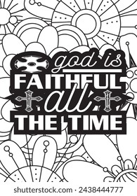 Christian Jesus Quotes Flower Coloring Page Beautiful black and white illustration for adult coloring book