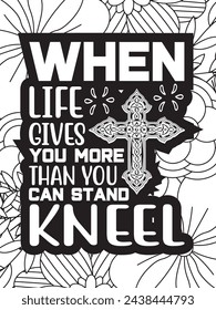 Christian Jesus Quotes Flower Coloring Page Beautiful black and white illustration for adult coloring book