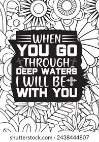 Christian Jesus Quotes Flower Coloring Page Beautiful black and white illustration for adult coloring book
