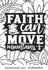 Christian Jesus Quotes Flower Coloring Page Beautiful black and white illustration for adult coloring book