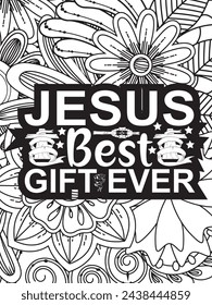 Christian Jesus Quotes Flower Coloring Page Beautiful black and white illustration for adult coloring book