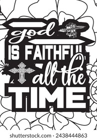 Christian Jesus Quotes Flower Coloring Page Beautiful black and white illustration for adult coloring book