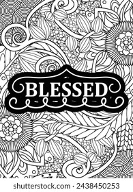 Christian Jesus Quotes Flower Coloring Page Beautiful black and white illustration for adult coloring book