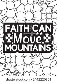Christian Jesus Quotes Flower Coloring Page Beautiful black and white illustration for adult coloring book