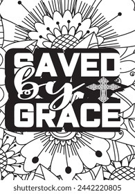 Christian Jesus Quotes Flower Coloring Page Beautiful black and white illustration for adult coloring book