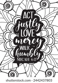 Christian jesus Quotes Flower Coloring Page Beautiful black and white illustration for adult coloring book