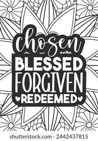 Christian jesus Quotes Flower Coloring Page Beautiful black and white illustration for adult coloring book