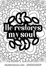 Christian Jesus Quotes Flower Coloring Page Beautiful black and white illustration for adult coloring book