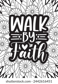 Christian Jesus Quotes Flower Coloring Page Beautiful black and white illustration for adult coloring book
