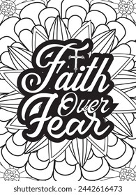 Christian Jesus Quotes Flower Coloring Page Beautiful black and white illustration for adult coloring book
