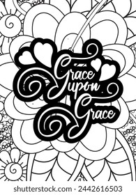 Christian Jesus Quotes Flower Coloring Page Beautiful black and white illustration for adult coloring book