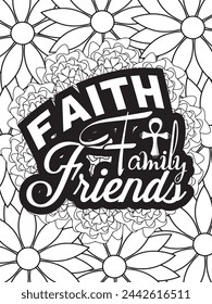 Christian Jesus Quotes Flower Coloring Page Beautiful black and white illustration for adult coloring book