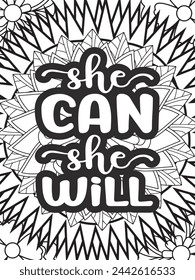 Christian Jesus Quotes Flower Coloring Page Beautiful black and white illustration for adult coloring book