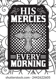Christian Jesus Quotes Flower Coloring Page Beautiful black and white illustration for adult coloring book