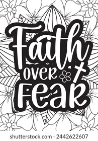 Christian Jesus Quotes Flower Coloring Page Beautiful black and white illustration for adult coloring book