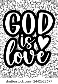 Christian Jesus Quotes Flower Coloring Page Beautiful black and white illustration for adult coloring book