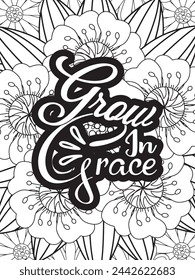 Christian Jesus Quotes Flower Coloring Page Beautiful black and white illustration for adult coloring book