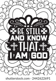 Christian Jesus Quotes Flower Coloring Page Beautiful black and white illustration for adult coloring book