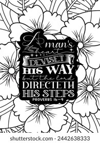 Christian Jesus Quotes Flower Coloring Page Beautiful black and white illustration for adult coloring bookt