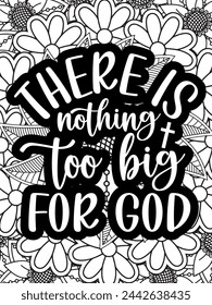 Christian Jesus Quotes Flower Coloring Page Beautiful black and white illustration for adult coloring bookt