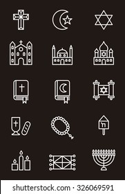 Christian, Jewish & Muslim religion icons