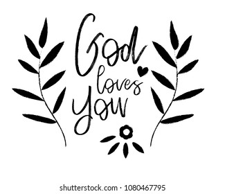 christian lettering "god loves you"