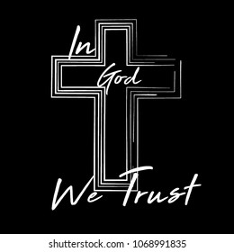 Christian lettering word "in god we trust" black & white