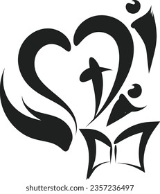 Christian line art design for print or use as banner, poster, photo overlay, apparel design