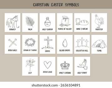  Christian Line Symbols Sketch Cards, Religion Hand Drawn Art, Biblical symbols, Educational cards
