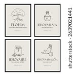  Christian Line Symbols Sketch Poster, Religion Hand Drawn Art, Bible Wall decor, Jesus names