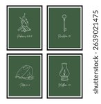  Christian Line Symbols Sketch Poster, Religion Hand Drawn Art, Bible Wall decor