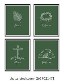  Christian Line Symbols Sketch Poster, Religion Hand Drawn Art, Bible Wall decor