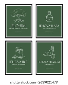  Christian Line Symbols Sketch Poster, Religion Hand Drawn Art, Bible Wall decor, Jesus names