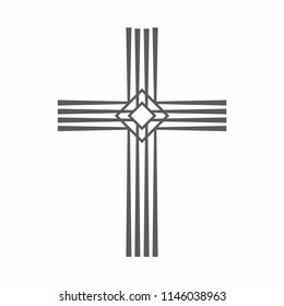 Christian linear cross icon. Vector