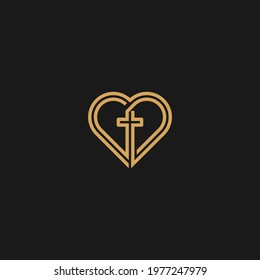 Christian logo concept of love and cross